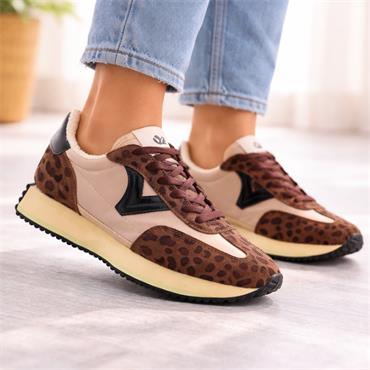 Victoria Cosmos Nylon Trainer - Mocha Leopard